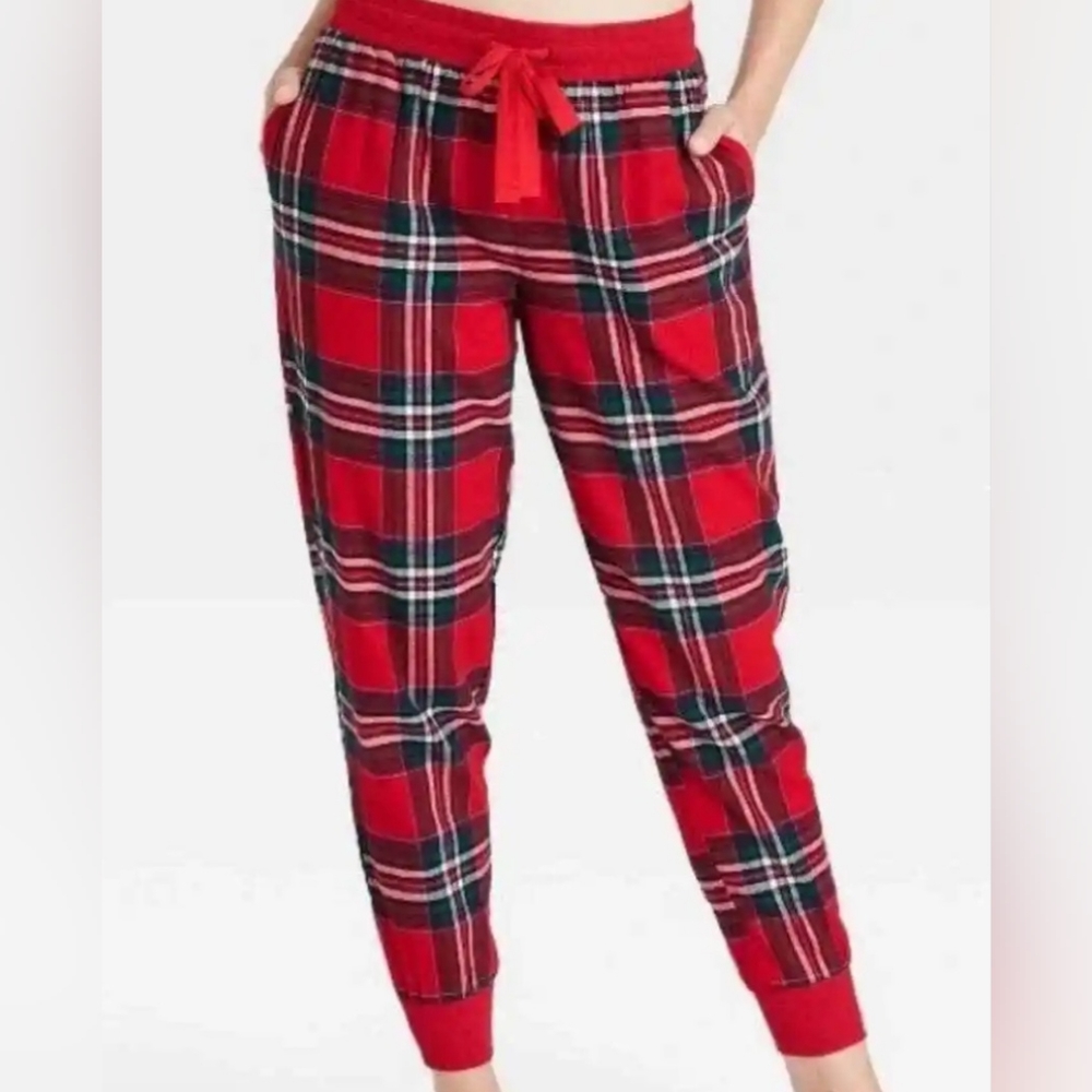 New Stars Above Perfect Cozy Flannel Red Plaid Pajama  bottom NWT